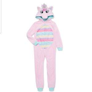 🦄 Girls Unicorn 🦄 Full Bodysuit Pajamas size 5 NWTS 🎄🎁🎅🎁🎄 Christmas Gift*